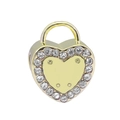 Colgante candado de corazón dorado con pavé de circonitas blancas para pulseras DIY - 20
