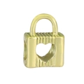 Abalorio de candado de corazón dorado con rayas verticales y detalles calados para pulseras - 14