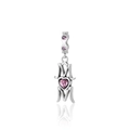S925 sterling silver MOM heart charm with pink zircon stones for DIY bracelets - Vertical Mom Alphabet Pendant (S098)