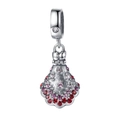 Elegant 925 sterling silver charm pendant with red and pink stones for DIY jewelry - Vintage Handbag Pave Pendant (S384)