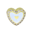Abalorio de corazón dorado con purpurina azul claro y cristales para pulseras DIY - 15