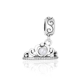 S925 sterling silver crown charm with pearl and zircon inlay for charm bracelets - Pearl Crown Pendant (S461)