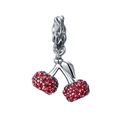 Sparkling S925 sterling silver raspberry charm pendant with vibrant red stones for DIY jewelry - 11 S419