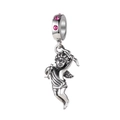 Vintage S925 sterling silver Cupid angel charm pendant with sparkling pink stones - Cupid Angel Pendant (S298)