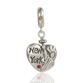 Charm en argent S925 Statue de la Liberté New York avec cristaux colorés pour bracelet - Statue de la Liberté Cœur New York (11 S260)