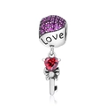 S925 sterling silver Love heart charm with red gemstone and purple crystals for DIY bracelets - Heart Love Pendant (S248)