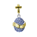 S925 silver Easter egg pendant with blue pavé stones and golden cross charm - Easter Egg Cross Style