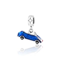 Pendentif voiture bleue en argent S925 avec gravure fashion pour bracelet DIY bijoux - Voiture Bleue (14 S462)