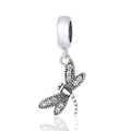Détail du pendentif libellule en argent S925 avec ailes en zircone et bélière large - Libellule Pavé Strass (20 S169)
