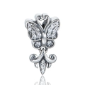 Pendentif papillon en argent sterling S925 avec zircons pour bracelet DIY bijoux - Cœur Papillon Pavé Strass (24 S413)
