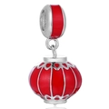 Chinese rode lantaarn kraal van 925 zilver en emaille voor DIY armbanden - Rode Lantaarn Hanger Stijl (S455)