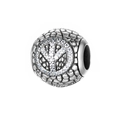 S925 Sterling Silber Charm-Perle mit Kieseltextur und funkelnden Zirkonia-Steinen - Kiesel Textur Symbol Perle (21 ZZ0082)