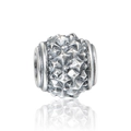 S925 Sterling Silber Perle mit oxidiertem Finish und strukturierter Rautenmusterung - Vintage Oxidierte Diamant-Textur Perle (1 T178)