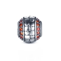 Charme cœur à carreaux en argent S925 avec pavé de pierres précieuses rouge orangé - Style Cœur Damier Pierre Orange (7 ZZ0045)
