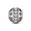 Perle charm en argent sterling S925 avec cœurs et pierres orange pour bracelets - Style Vintage Cœur Pierre Orange (5 ZZ0043)