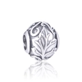 Vintage 925 Sterling Silber Ahornblatt-Charm mit aufwendig gravierten Blatt-Strukturen - Vintage Realistische Blatt-Textur Perle (3 T188)