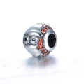 Perle charm en argent sterling S925 avec zircons oranges et relief de dessin animé - Style Dessin Animé Pierre Orange (4 ZZ0027)