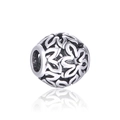 S925 Sterling Silber Vintage Hohlblatt Perle für DIY Schmuck und Armbänder - Hohl Floral Oxidierte Vintage Perle (2 T184)