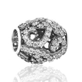Exquisites S925 Sterlingsilber Hohl-Charm mit Zirkonia-Pflaster für DIY Armbänder - Hohl Pavé Klarer Strass Perle (10 X330)