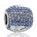 S925 sterling zilveren bedel met blauw kristalverloop voor handgemaakte armbanden - Blauw Gradiënt Pave Strass Cilinder Stijl (9 X412)