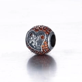Charme en argent S925 oxydé avec gravure Cupidon et zircons cubiques orange vif - Style Boule Pierre Orange Cupidon (18 ZZ0063)