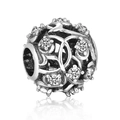 Exquisite S925 Sterlingsilber Hohlperle mit funkelnden Zirkonen für DIY-Armbänder - Hohl Gedrehte Ranke Strass Perle (5 X042)