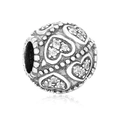 S925 Sterling Silber Herz Charm-Perle mit Zirkon-Inlay für DIY-Armband Schmuck - Herzuster Strass-Cluster Perle (8 X325)