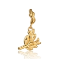 Polished golden olive leaf branch charm pendant in S925 sterling silver for bracelets - 10 S416