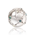 S925 sterling zilveren kraal met gekleurde edelstenen en gepolijste afwerking - Geometrische Snede Veelkleurige Edelsteen Ingelegde Stijl (2 X420)
