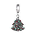 S925 Sterling Silver Christmas Tree Charm with colorful zircons for DIY beaded bracelets - 1 S212
