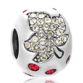 S925 zilveren esdoornblad bedel met gele kristallen en rode stenen voor DIY-armbanden - Pave Geel Esdoornblad Met Rode Strass Stijl (5 X371)