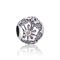 S925 sterling zilveren bloembedel met roze en champagnekleurige zirkonia steentjes - Floraall Reliëf Met Roze Paarse Champagne Strass Stijl (13 X431)