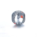 S925 Sterling zilveren rendier bedeltje met rode zirkonia voor DIY armbanden maken - Kerst Elk Polka Dot Met Rode Strass Stijl (20 ZZ0032)