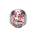 S925 sterling zilveren kerstbedel met oranje emaille sneeuwvlok en boom patroon - Rood Emaille Kerstboom Sneeuwvlok Stijl (16 ZZ0028)