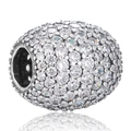 Fonkelende zirkonia bolkraal van S925 sterling zilver voor DIY armbanden en sieraden - Pave Transparante Volledige Strass Sfeer Stijl (3 X228)