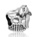 925 sterling silver sleeping puppy in a basket charm bead for DIY charm bracelets - Sleeping Dog in Basket Style (1 T164)