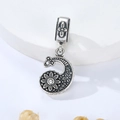 Colgante paisley retro de plata de ley S925 con grabados florales y piedras de circón - Estilo Floral Hueco Vintage (S464)