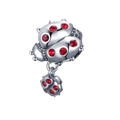 S925 sterling silver ladybug charm with red zircon stones for DIY bracelets - Red Ladybug Insect Style Double Pendant (6 X016)
