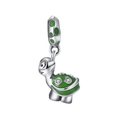 Pendentif tortue en argent S925 avec émail vert et zircons cubiques brillants - Tortue Marine Verte (S422)