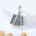 Abalorio de acordeón en plata de ley S925 con circonitas para joyería de bricolaje - Estilo Acordeón Vintage (S509)