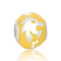 Abalorio signo Leo de plata S925 con esmalte amarillo y diseño de cabeza de león - León Hueco Esmalte Amarillo (3 D148C)