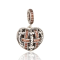 Pendentif coeur tressé en argent 925 avec zircons orange pour bijoux artisanaux - Cœur Tissé (S424)