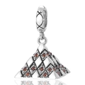 Pendentif pyramide du Louvre en argent 925 avec pierres ambrées pour collier - Style Pyramide (7 S367)