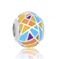 Abalorio de plata esterlina S925 con esmalte geométrico de colores para pulseras DIY - Patchwork Geométrico Colorido (9 D150)