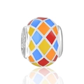 Abalorio de plata S925 esmaltado colorido a cuadros para pulseras DIY - Rombo Geométrico Colorido (18 D168)