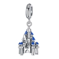 Charm château de princesse en argent S925 avec émail bleu et détails en zircon brillant - Château Bleu (2 S078)