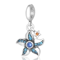 Pendentif Étoile de Mer Bleue en Argent S925 Série Océan pour Bracelets DIY - Étoile de Mer Bleue et Orange (8 S350)