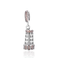 Charm tour de Pise en argent sterling S925 orné de pierres de zircone cubique rousses - Tour de Pise (5 S291)