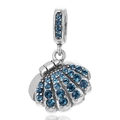Pendentif coquillage en argent S925 orné de cristaux de zircon bleu foncé - Coquillage Pavé Bleu Foncé (10 S361)