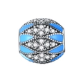 Detalle de dije de plata 925 esmalte azul con patrón geométrico de circonita cúbica - Rombo Geométrico Esmalte Azul (13 X331)